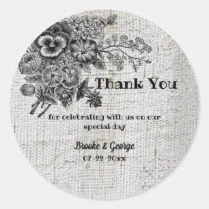 Beautiful Black & Grey Flowers Wedding  Classic Round Sticker