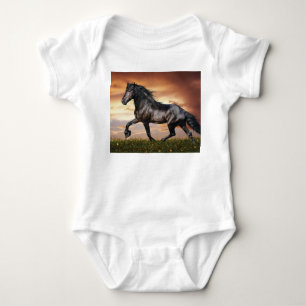 Beautiful Black Horse Baby Bodysuit