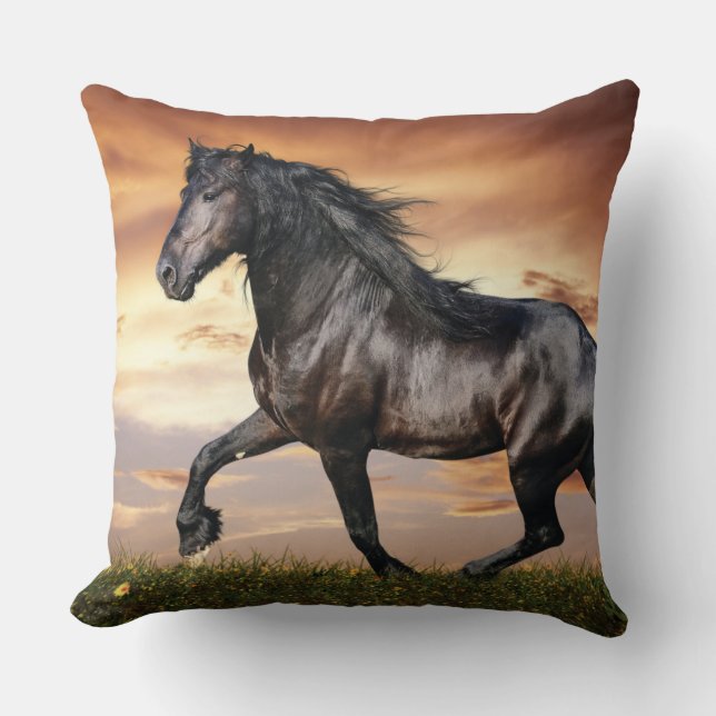 Beautiful Black Horse Cushion (Front)