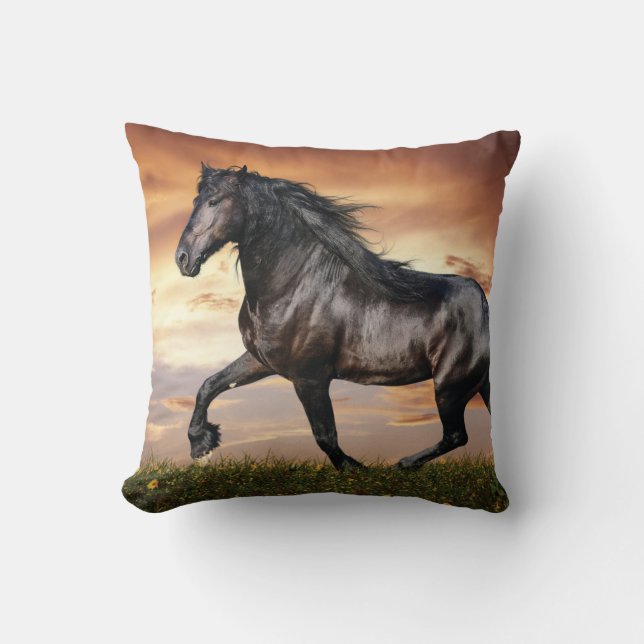 Beautiful Black Horse Cushion (Front)
