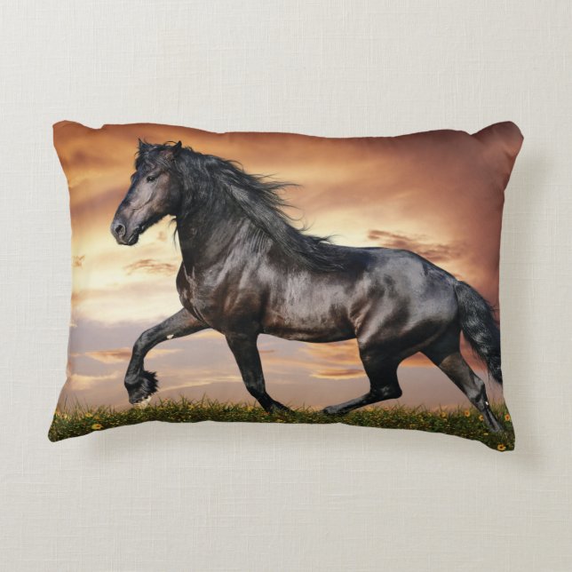 Beautiful Black Horse Decorative Cushion (Back)