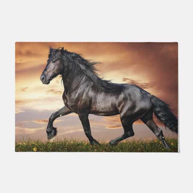 Beautiful Black Horse Doormat (Front)