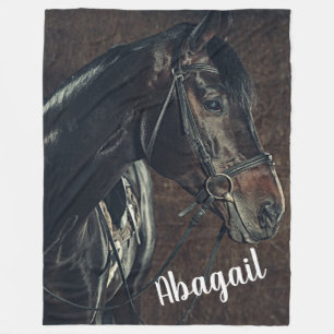Beautiful Black Horse Fleece Blanket