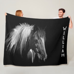 Beautiful Black Horse Fleece Blanket