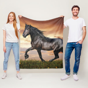 Beautiful Black Horse Fleece Blanket