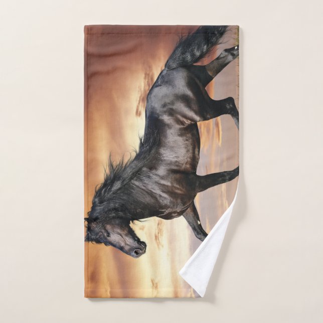 Beautiful Black Horse Hand Towel (Hand Towel)