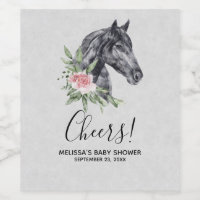 Beautiful Black Horse Head Watercolor Birthday