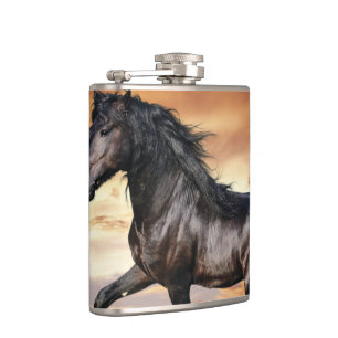 Beautiful Black Horse Hip Flask
