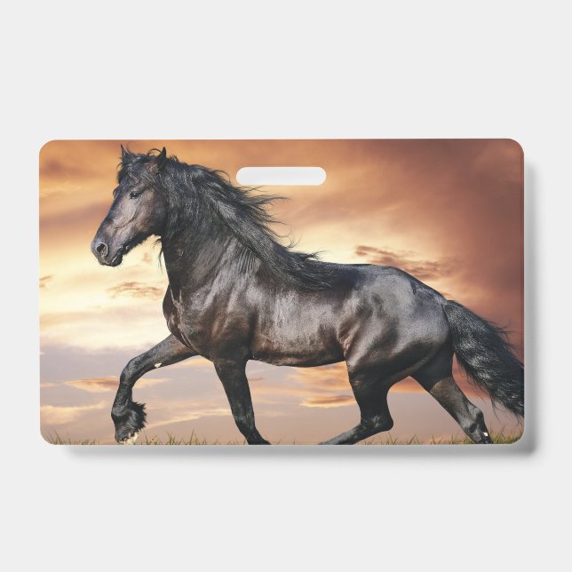 Beautiful Black Horse ID Badge (Front)