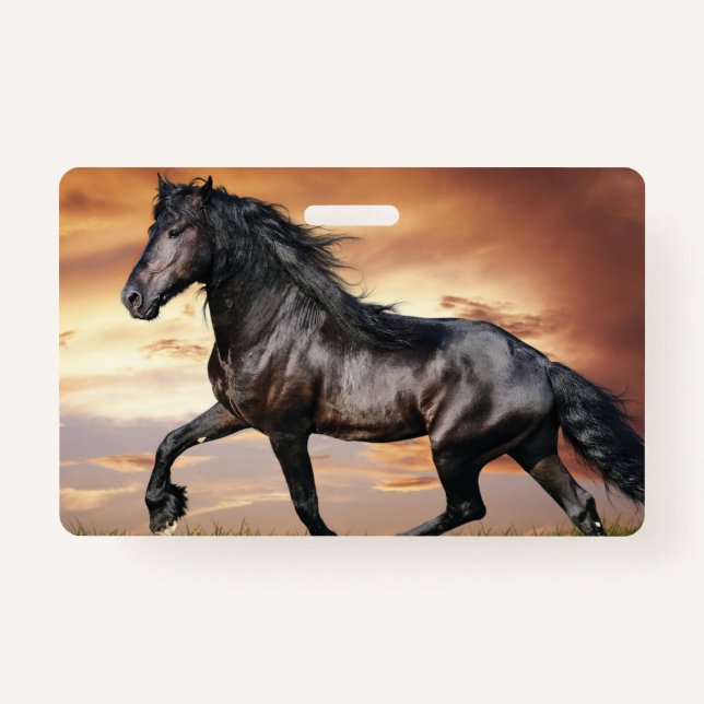 Beautiful Black Horse ID Badge (Front)