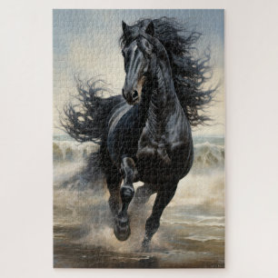 Beautiful black horse jigsaw puzzle