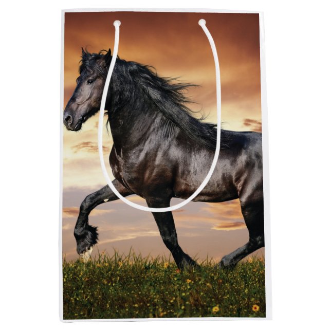 Beautiful Black Horse Medium Gift Bag (Front)