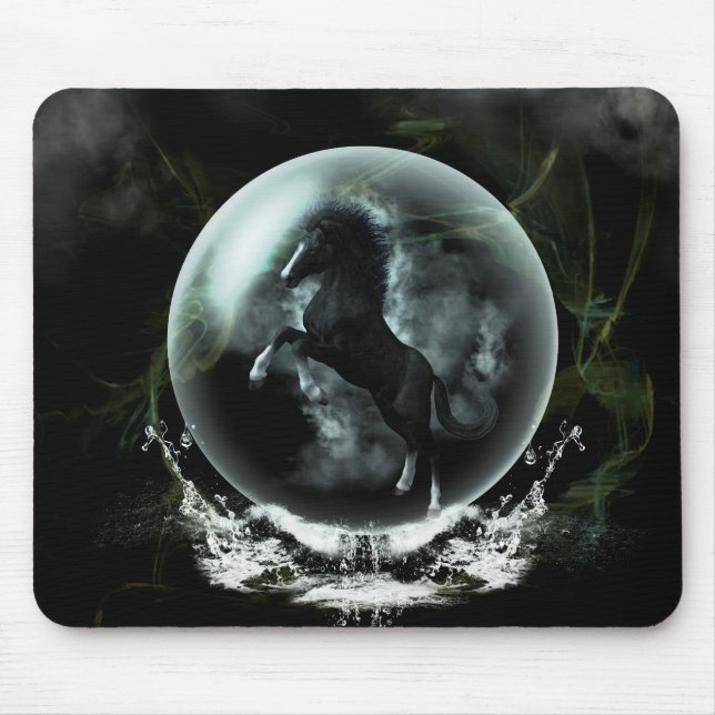 Beautiful black horse mouse mat (Front)