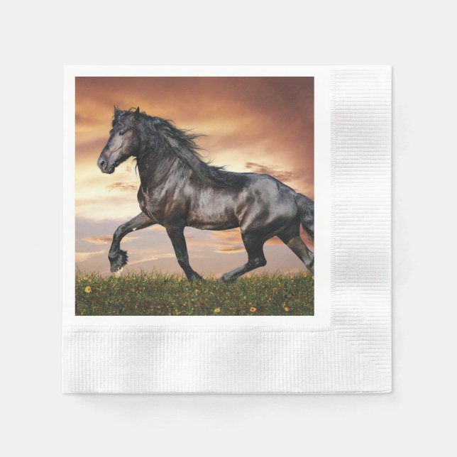Beautiful Black Horse Napkin (Front)