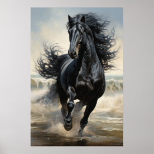 Beautiful Black Horse Poster