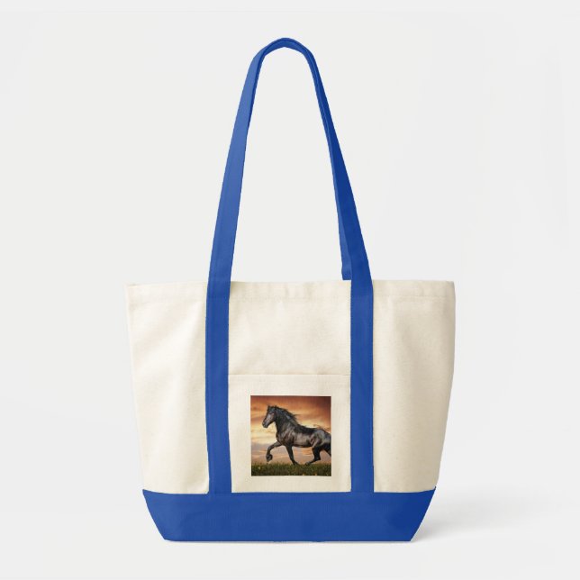Beautiful Black Horse Tote Bag (Front)