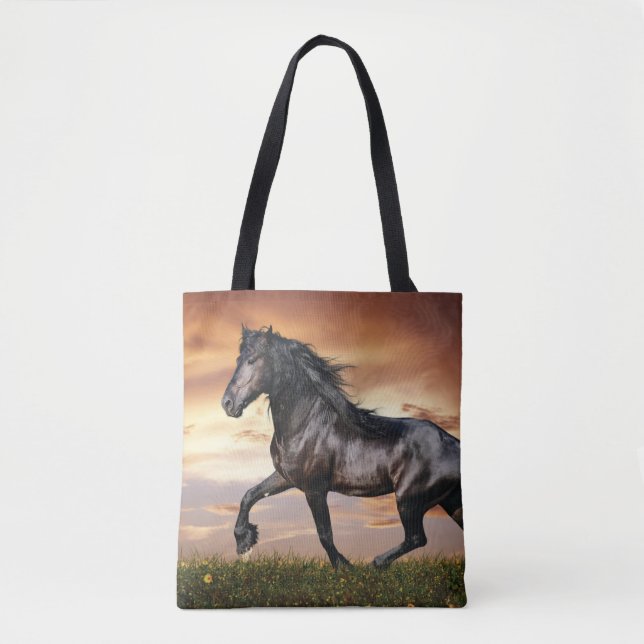 Beautiful Black Horse Tote Bag (Front)