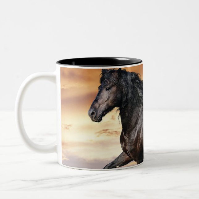 Beautiful Black Horse Two-Tone Coffee Mug (Left)