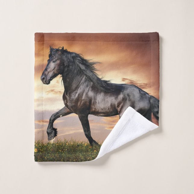 Beautiful Black Horse Wash Cloth (Wash Cloth)