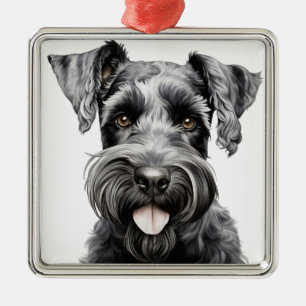BEAUTIFUL BLACK KERRY BLUE TERRIER DOG METAL TREE DECORATION