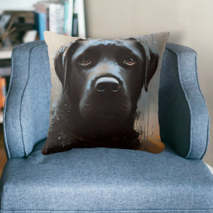 Beautiful Black Labrador Portrait  Cushion