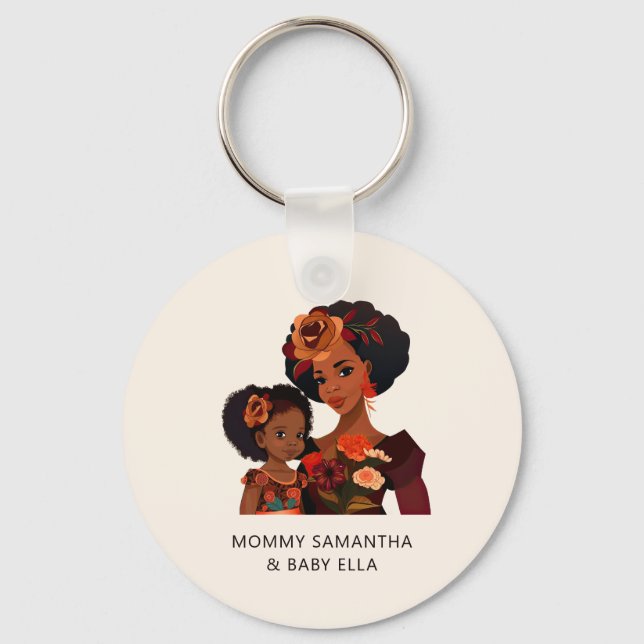 Beautiful Black Mom and Daughter (20) Key Ring (Front)