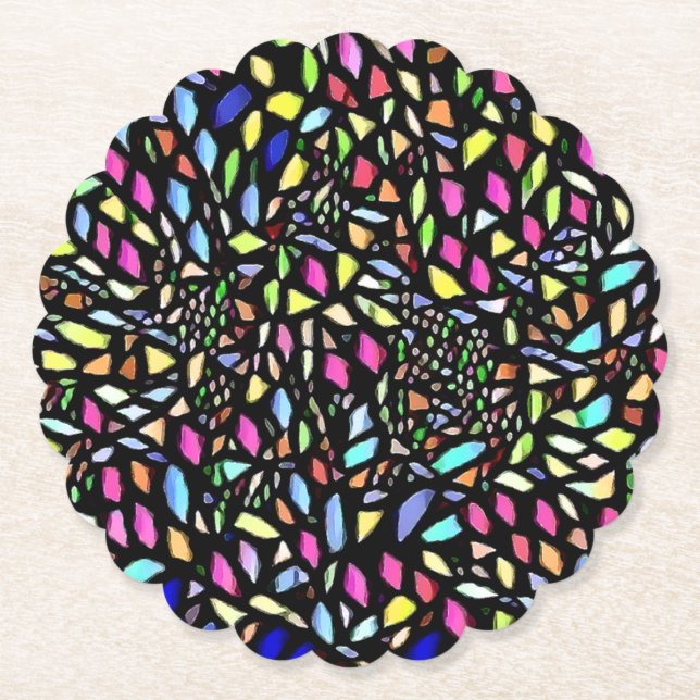 Beautiful Black Mosaic Abstract Coaster (Front)