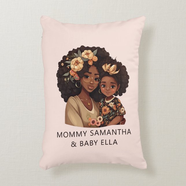 Beautiful Black Mum and Daughter (10) Decorative Cushion (Front(Vertical))