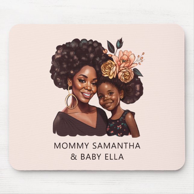 Beautiful Black Mum and Daughter (10) Mouse Mat (Front)