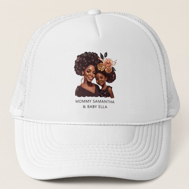 Beautiful Black Mum and Daughter (10) Trucker Hat (Front)