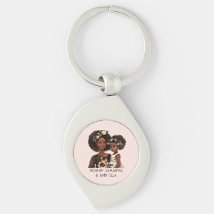 Beautiful Black Mum and Daughter (11) Key Ring