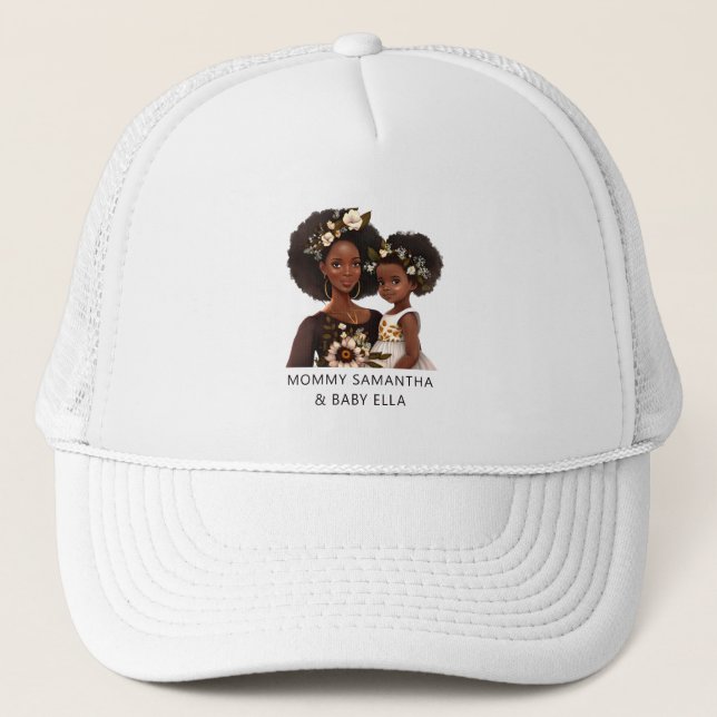 Beautiful Black Mum and Daughter (11) Trucker Hat (Front)