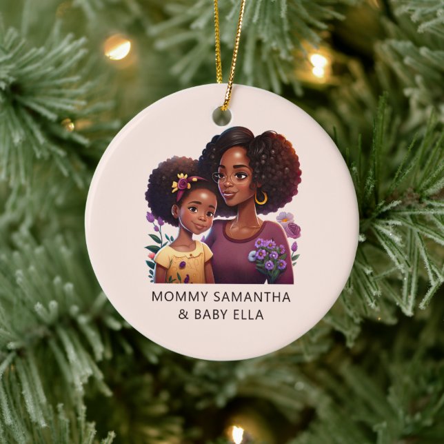 Beautiful Black Mum and Daughter (12) Ceramic Tree Decoration (Tree)