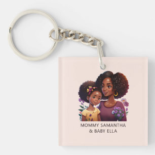 Beautiful Black Mum and Daughter (12) Key Ring