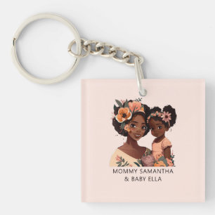 Beautiful Black Mum and Daughter (13) Key Ring