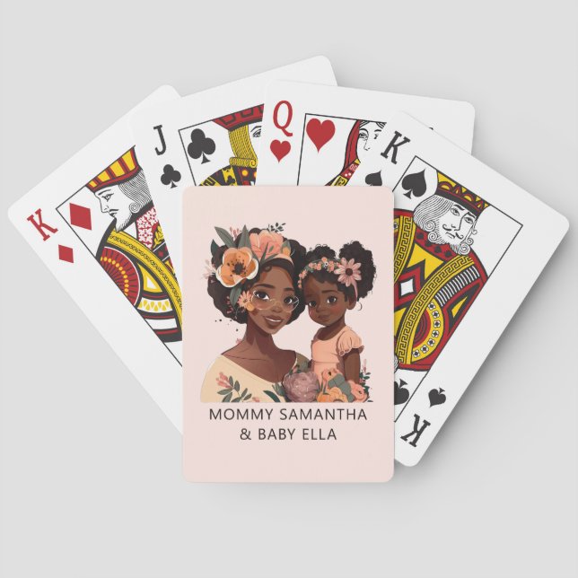 Beautiful Black Mum and Daughter (13) Playing Cards (Back)