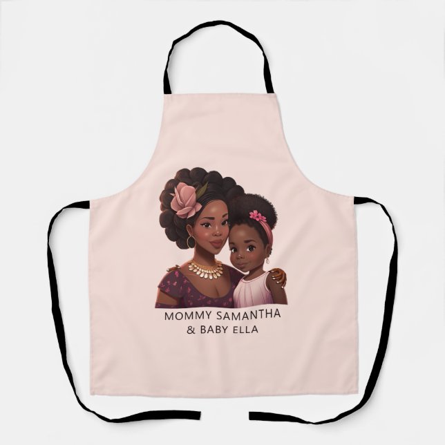 Beautiful Black Mum and Daughter (14) Apron (Front)