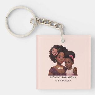 Beautiful Black Mum and Daughter (14) Key Ring