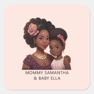 Beautiful Black Mum and Daughter (14) Square Sticker