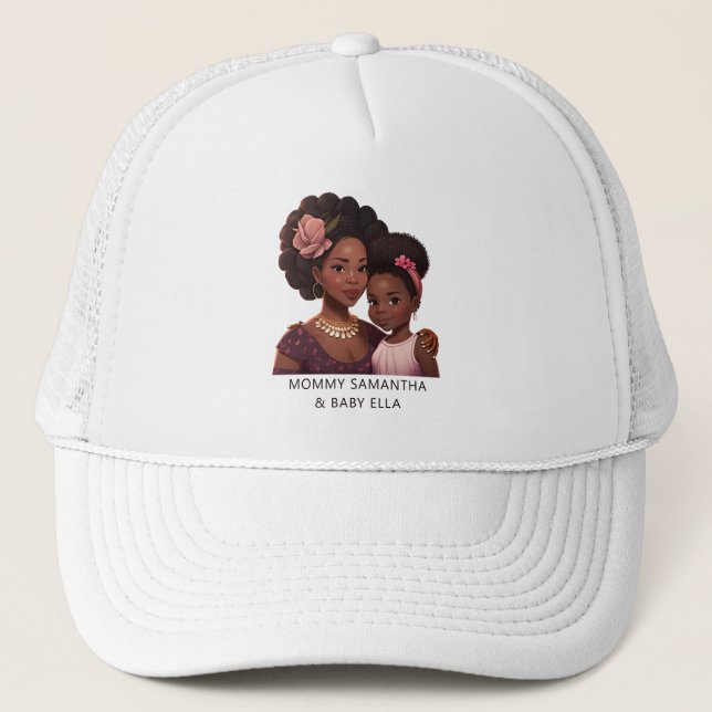 Beautiful Black Mum and Daughter (14) Trucker Hat (Front)