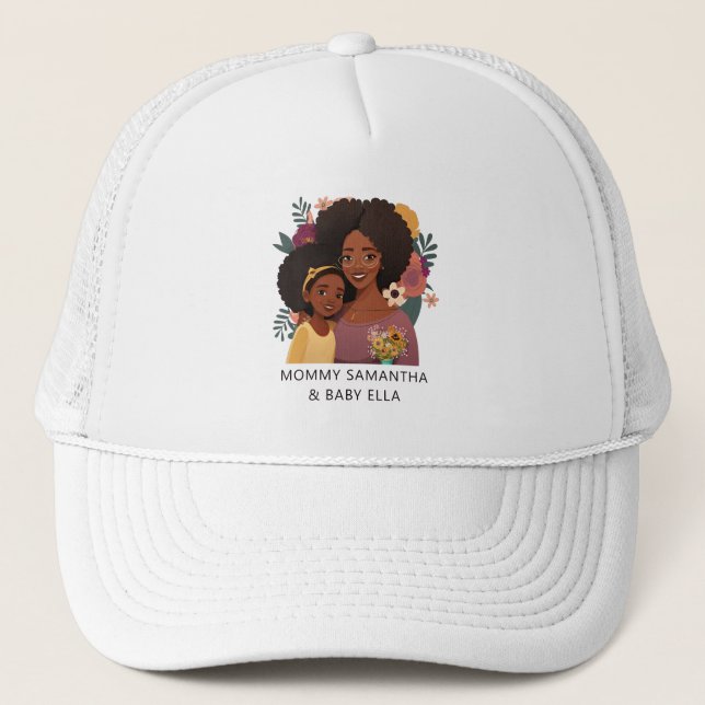Beautiful Black Mum and Daughter (15) Trucker Hat (Front)