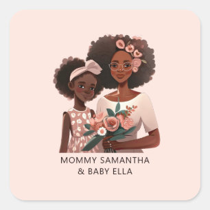 Beautiful Black Mum and Daughter (17) Square Sticker