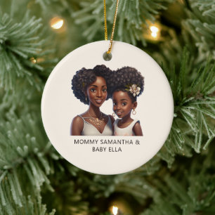 Beautiful Black Mum and Daughter (18) Ceramic Tree Decoration
