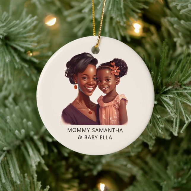 Beautiful Black Mum and Daughter (19) Ceramic Tree Decoration (Tree)