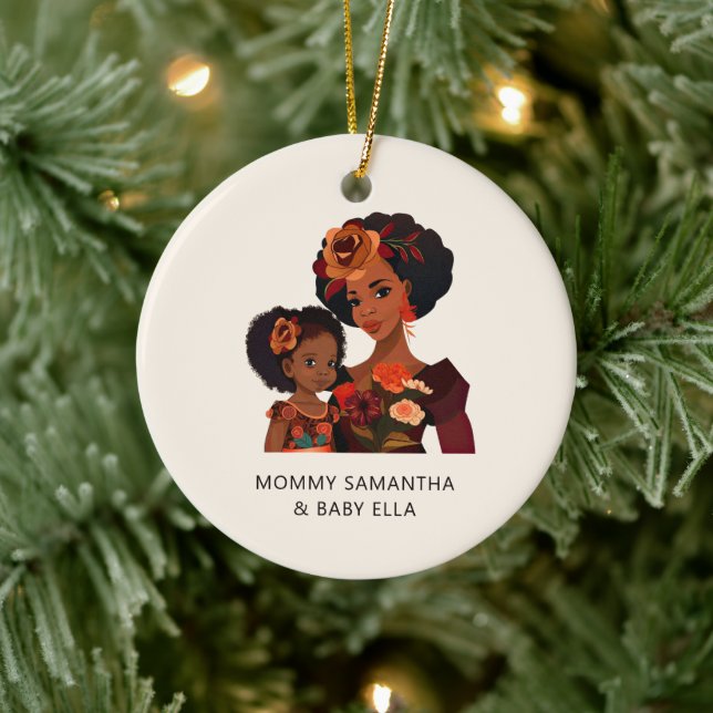 Beautiful Black Mum and Daughter (20) Ceramic Tree Decoration (Tree)