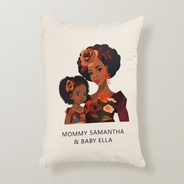 Beautiful Black Mum and Daughter (20) Decorative Cushion (Front(Vertical))
