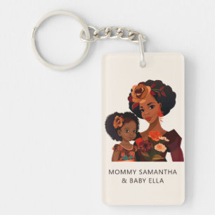 Beautiful Black Mum and Daughter (20) Key Ring