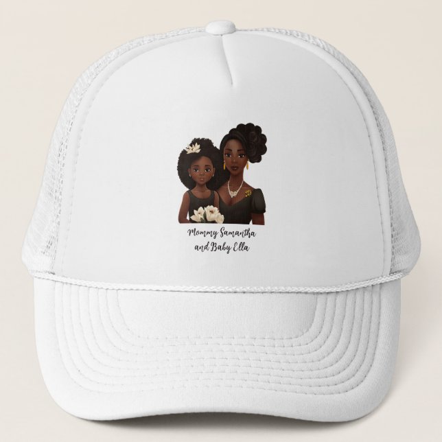 Beautiful Black Mum and Daughter (23) Trucker Hat (Front)