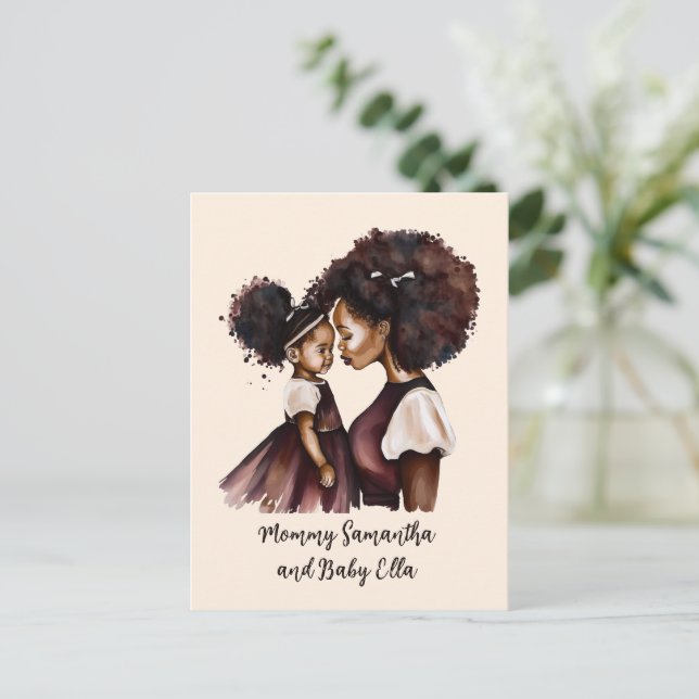 Beautiful Black Mum and Daughter (24) Postcard (Standing Front)