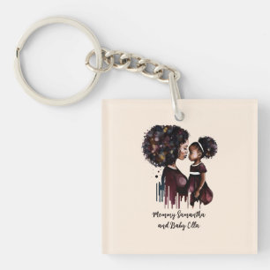 Beautiful Black Mum and Daughter (25) Key Ring